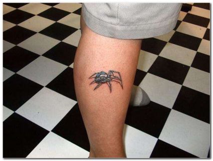 3D Spider Calf Tattoo