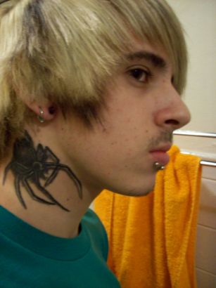 3D Tattoo Spider On Neck