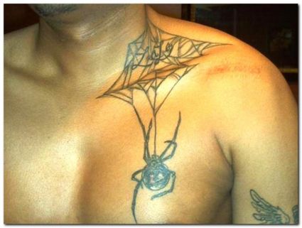 Spider Tattoo On Chest