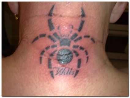 Spider Tattoo On Neck