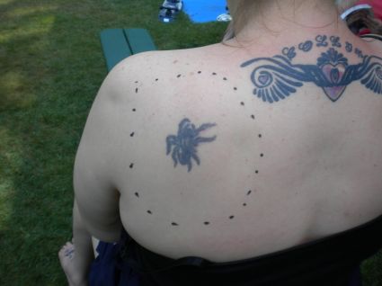 Spider Tattoo On Left Shoulder Blade 
