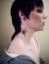 3D spider neck tattoos