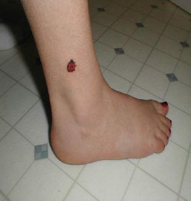 Ladybug Tattoo On Ankle