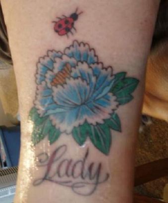 Ladybug And Flower Pic Tattoo