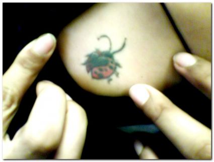 Ladybug Image Tattoo On Shoulder