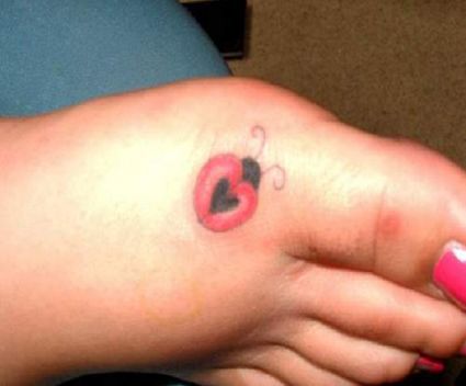 Ladybug Pic Tattoo On Feet