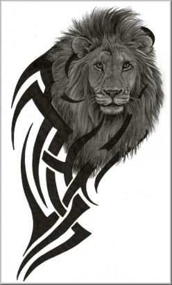 Free Lion Head Tribal Tattoo 