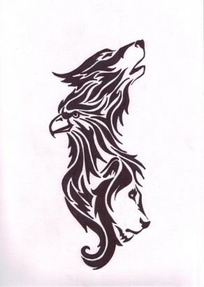 Wolf And Lion Head Tattoo