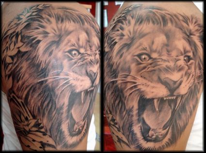 Lion Head Arms Tattoo