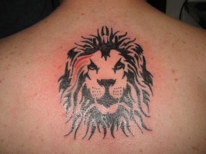 Lion Head Back Tattoo