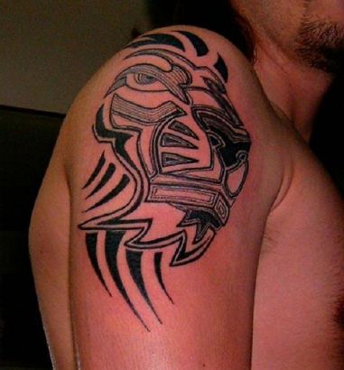 Lion Head Right Arm Tattoo