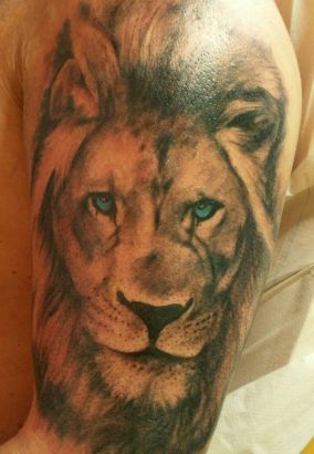 Lion Head Tattoo Image On Arm