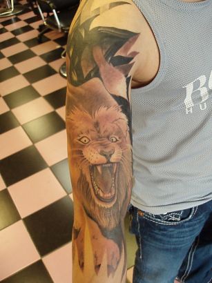 Lion Head Tattoos Image On Arm