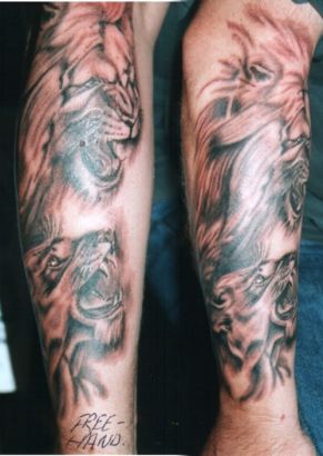 Lion Heads Tattoo On Arm