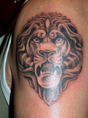 Lion Image Tattoo On Arm