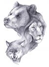 lion,wolf and bear tattoo