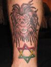 lion head and star tattoo