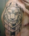 lion tattoo on right arm