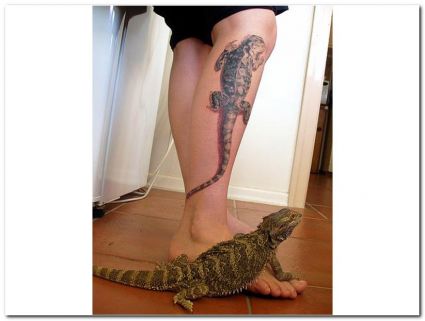 Leg Lizard Tattoo