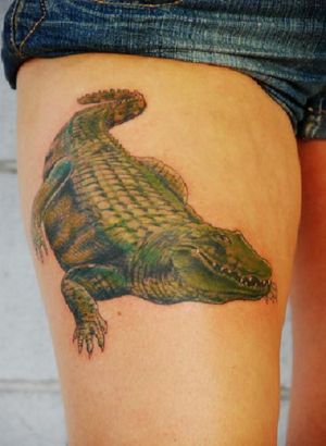 Alligator Tattoo On Thigh