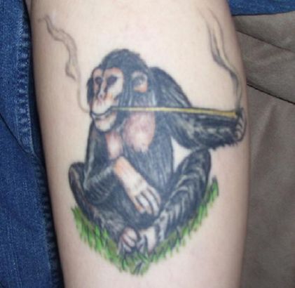 Monkey Smoking Pipe Tattoo