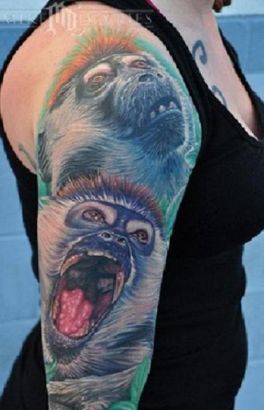 Monkey Tattoos On Half Sleeve