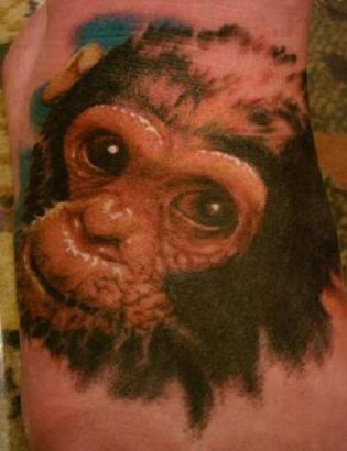 Realistic Monkey Face Tattoo