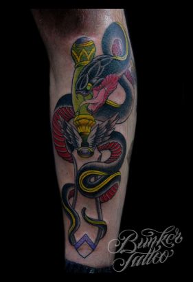 Roger Snake And Dagger Tattoo