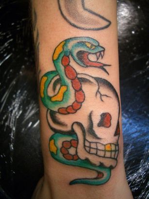 Snake With Skull Tattoos