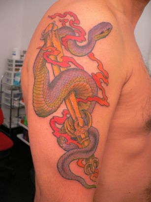 Snake With Sword Tattoo