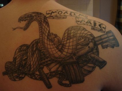 Snake And Gun Tats