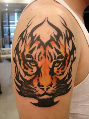 Tiger Head Arm Tattoos