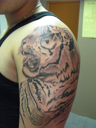 Tiger Tattoo Pic On Right Arm