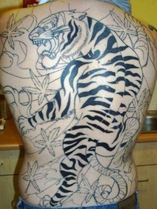 Men's Black Waterproof Full Body Tattoos Sticker Tiger - Temu