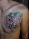 Tiger Tat On Man chest