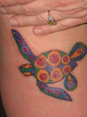 Colored Turtle Tattoo