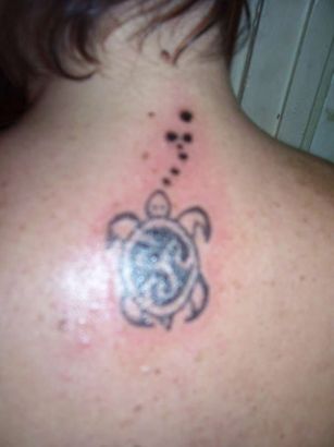 Turtle Tattoo On Back Of Neck