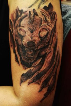 Wolf Images Tattoo On Arm