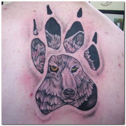 Paw With Wolf Tattoo