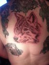 wolf and native tattoo on back