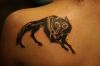 wolf image tattoo on back