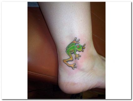 Cute Frog Tattoo On Ankle