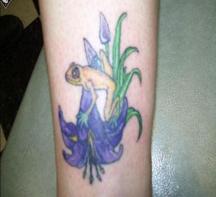 Flower And Frog Tattoo