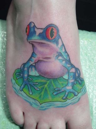 Frog Image Of Tattoo On Feet
