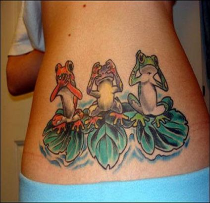 Three Frog Tattoo On Back