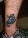 frog pic of tattoo on leg