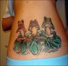 three frog tattoo on back