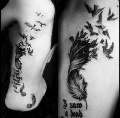 Bird And Feather Tattoo