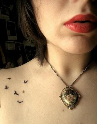 Small Birds Flying Tattoo On Chest