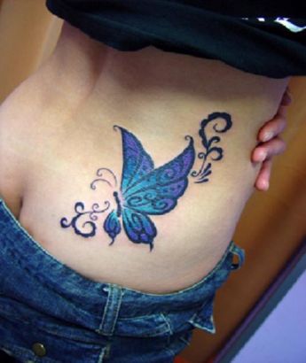 Butterfly Pic Tattoo On Upper Hip